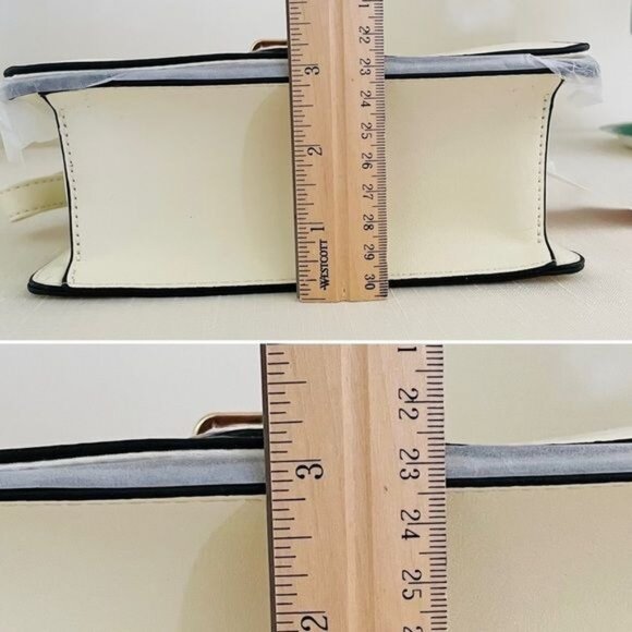 Muse Royale Small Faux Leather Satchel Bag in Ivory White with Crossbody Strap - Picture 8 of 9